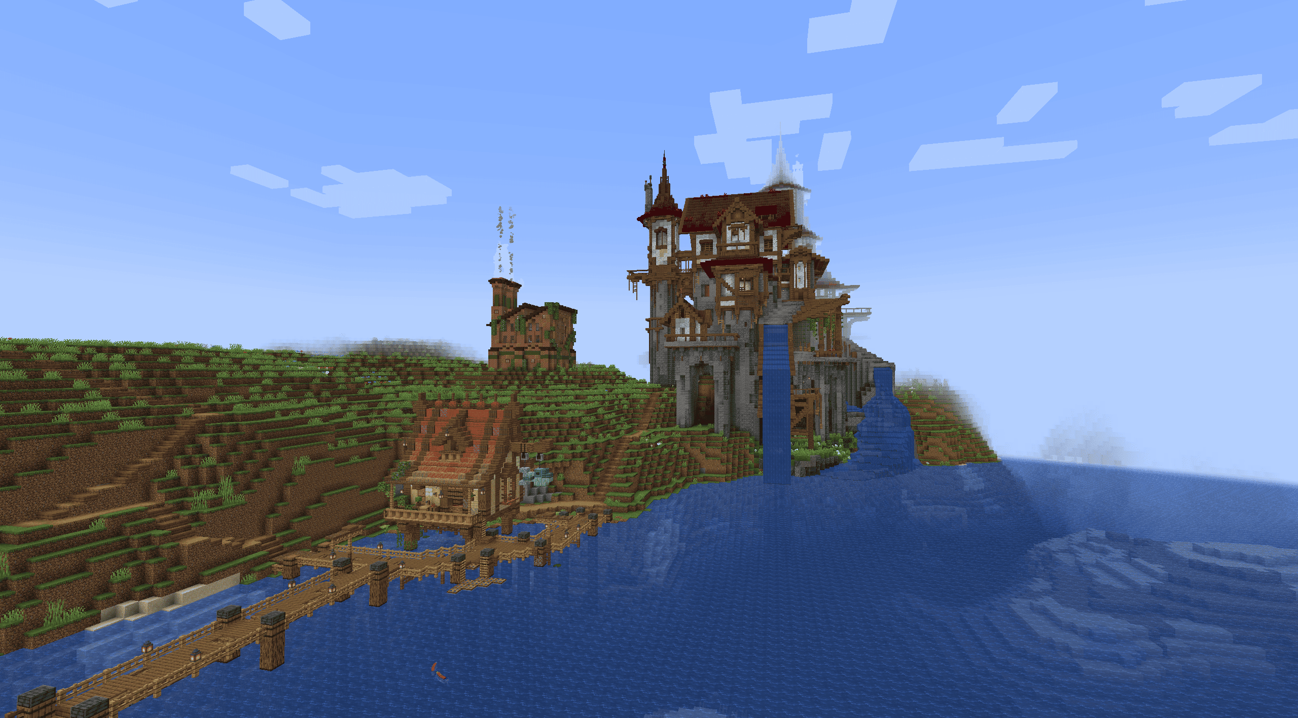 La forteresse de Pierrubis, la petite maison du pêcheur et une usine à mousse au fond