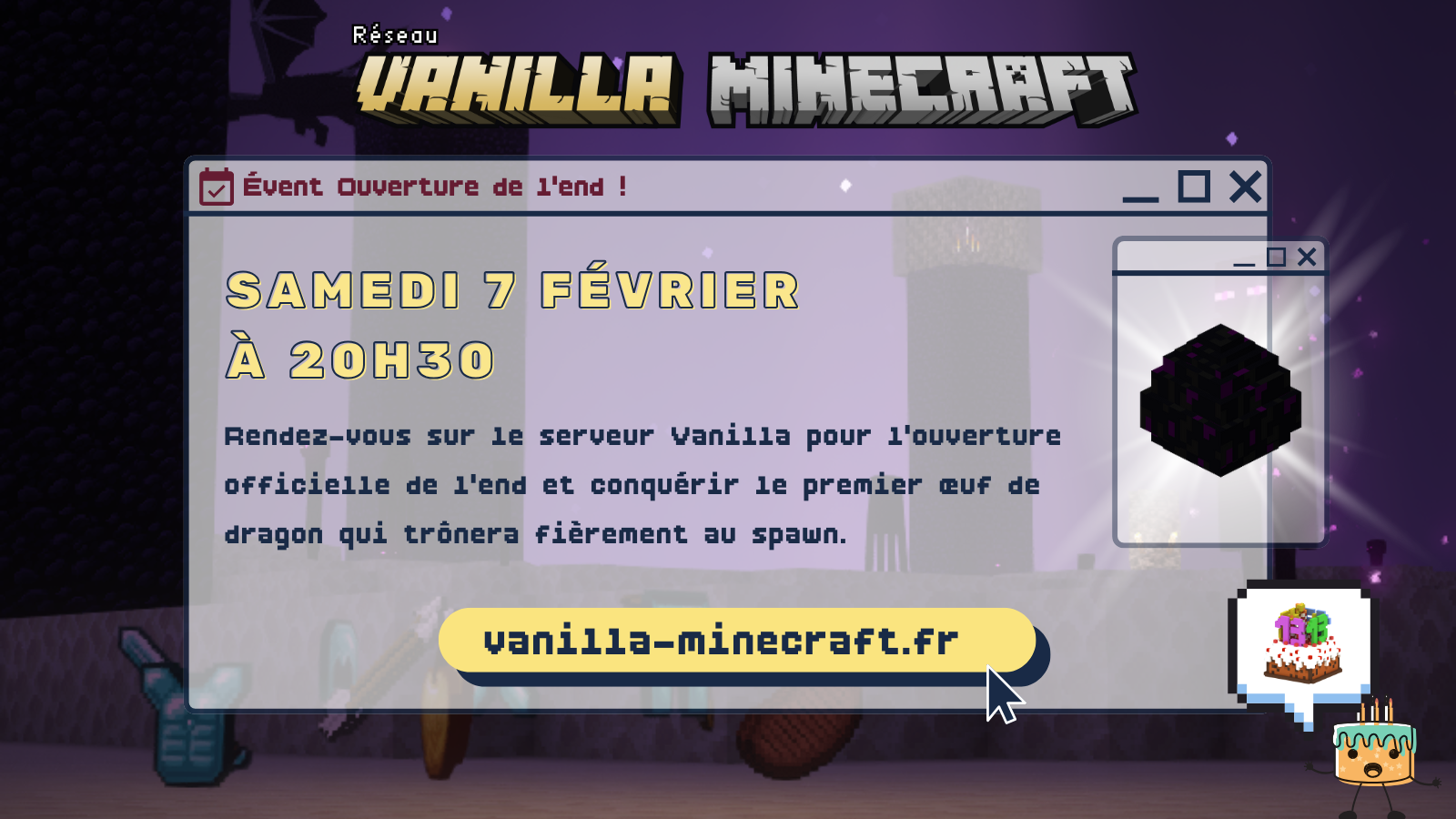 évent ouverture de l'end minecraft